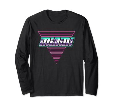 Retro Miami Herren Damen Kinder Neuheit Strand Sommer Miami Langarm T-Shirt