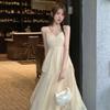 French Super Fairy Vacation Wind Beach Dress Women's 2026 Summer New Sexy Backless Suspender Ruffle Dress