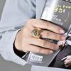 New European and American Retro Style Horseshoe Eyes Titanium Steel Ring Ring Personalized Totem Hand Jewelry