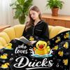 Rubber Duck Blanket for Duck Lovers Cute Yellow Duck Print Soft Flannel Throw Blanket for Couch Bed Sofa Perfect Gift for Kids