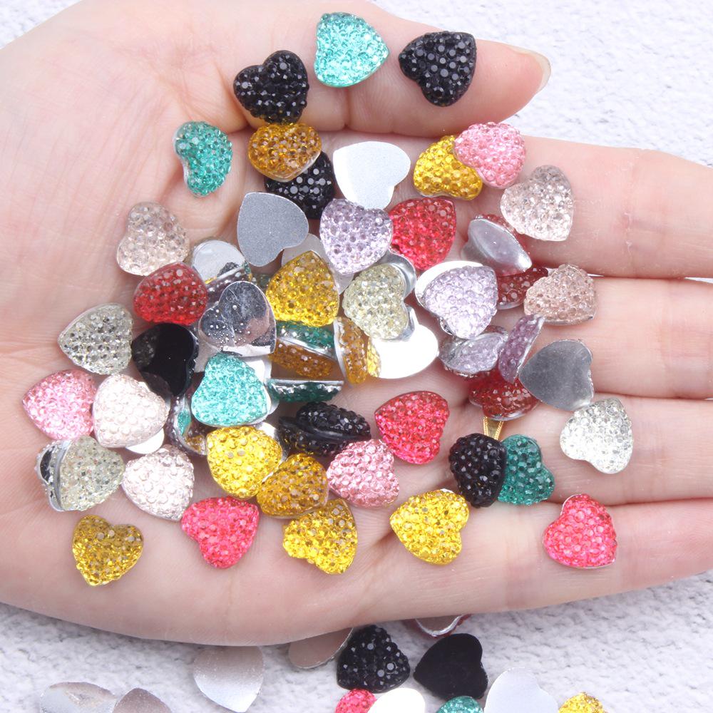 Multi-Color Shiny Peach Heart Resin Rhinestones - 8mm, 10mm, 12mm DIY Decor