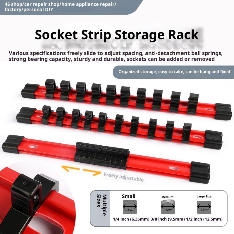 1/4" 3/8" 1/2" Socket Wrench Holder Rail Bracket Wall Holder Wrench Storage Tool Box Socket Organizer Universal Traight