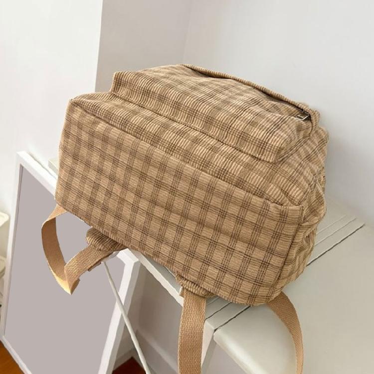 Harajuku Backpack for Girl Corduroy Lattice Backpack Large Capacity Daypacks Travel Bag Student School Backpack