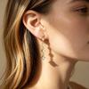Colorful Geometric Zircon Tassel Earrings, S925 Sterling Silver Studs, Fashionable Elegant Jewelry for Women