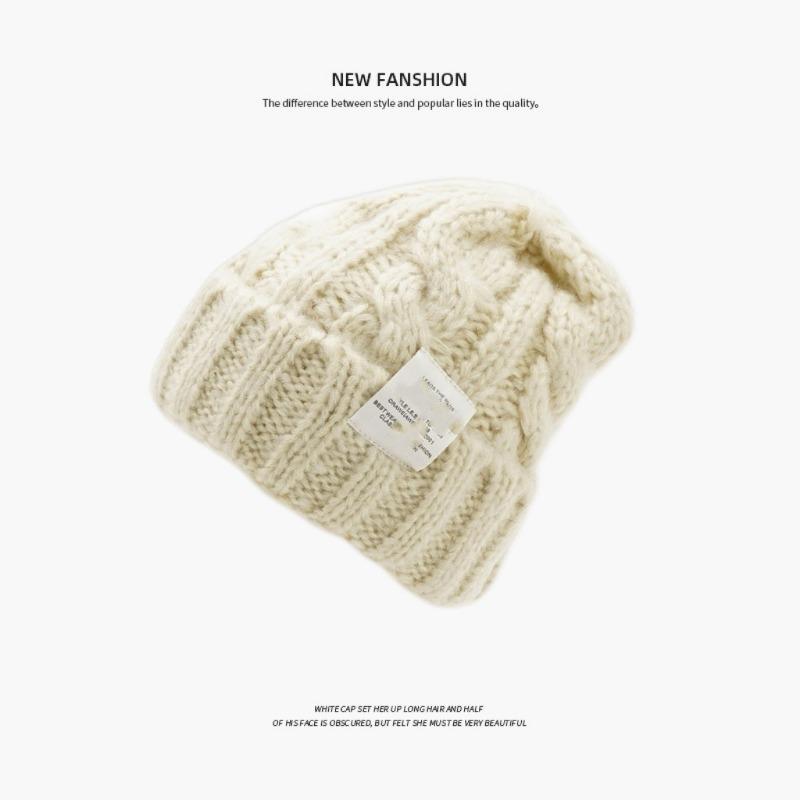 Fisherman knitted hat children autumn and winter plush retro wool hat warm ear protection big head circumference cold hat men's headgear hat
