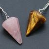 Rose Quartz & Tiger Eye Hexagonal Pyramid Pendulum Agate Crystal Pendant