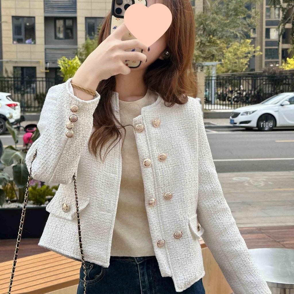 Spring & Autumn Korean Style Petite Versatile Round Neck Jacket for Women