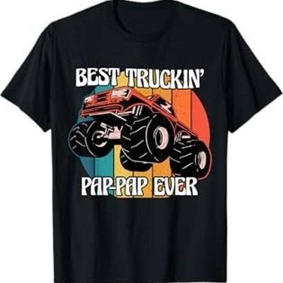 Mens Best Trucking Pap Ever Monster Truck Trucker Usa T Shirt