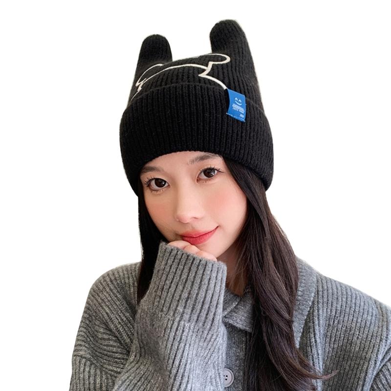 

Шапка с кроличьими ушками для женщин InsStyle вязаная шапка аниме косплей костюм шапка для улицы лыжная походная шапка ветрозащитная теплая шапка чёрный