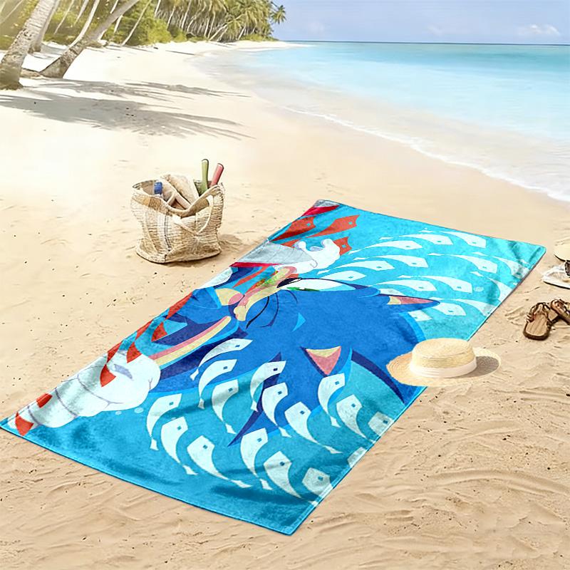 Sonic the Hedgehog4 Print Beach Towel, Large Soft Quick Dry Towel for Beach Camping Swimming
