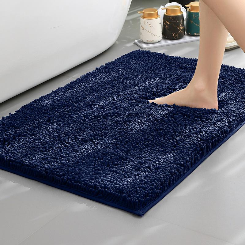 Chenier Thickened Solid Color Bathroom Floor Mat, Bathroom Non-Slip Foot Mat, Household Bathroom Door Absorbent Dirt-Resistant Carpet