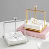 Desktop Tissue Holder Wrought Iron Crystal Ball Tissue Box Ornaments Restaurant Square Base Tissue Organizer for Room