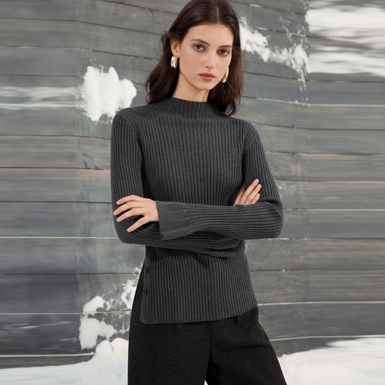 ELLE French Lazy Style Gray Split Fashion Pullover Design Casual Versatile Comfortable Long Sleeve Knit Top Sweater Women tops L8WZT653