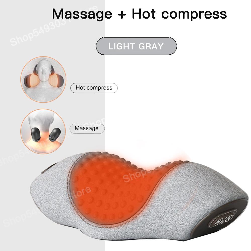 Neck Massage Pillow Cervical Massager Spinal Traction Device Shoulder Neck Massage Pillow Vibration Hot Compress Health Care