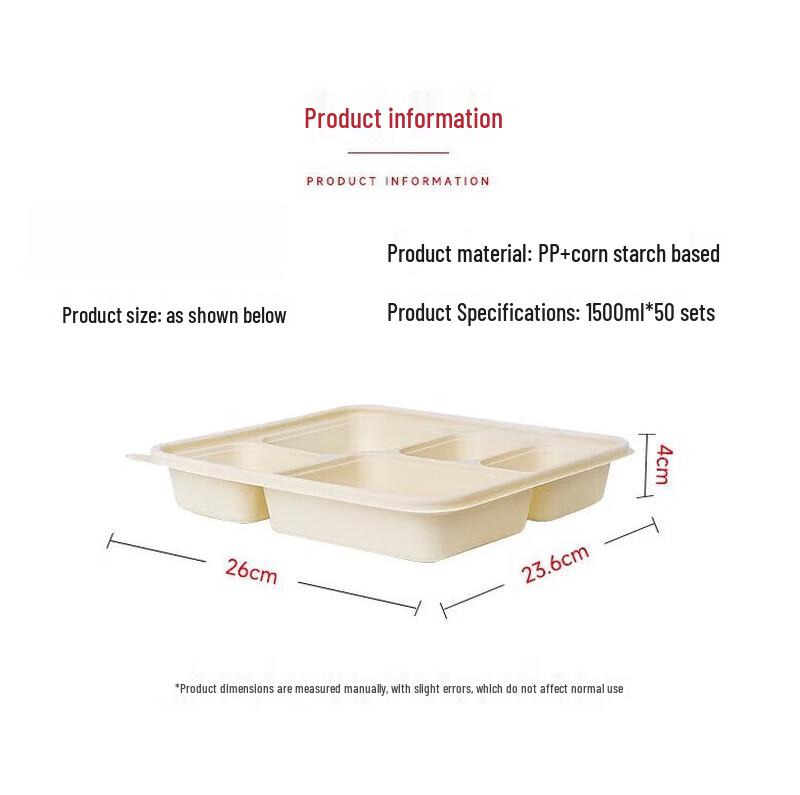 Miaojie 5-Compartment Corn Starch Lunch Box Set