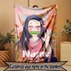 Custom Name Personalized Demon Slayer Print Blanket, Home Decor, Bedroom, Sofa, Camping, Couch, Gifts for Birthday Christmas