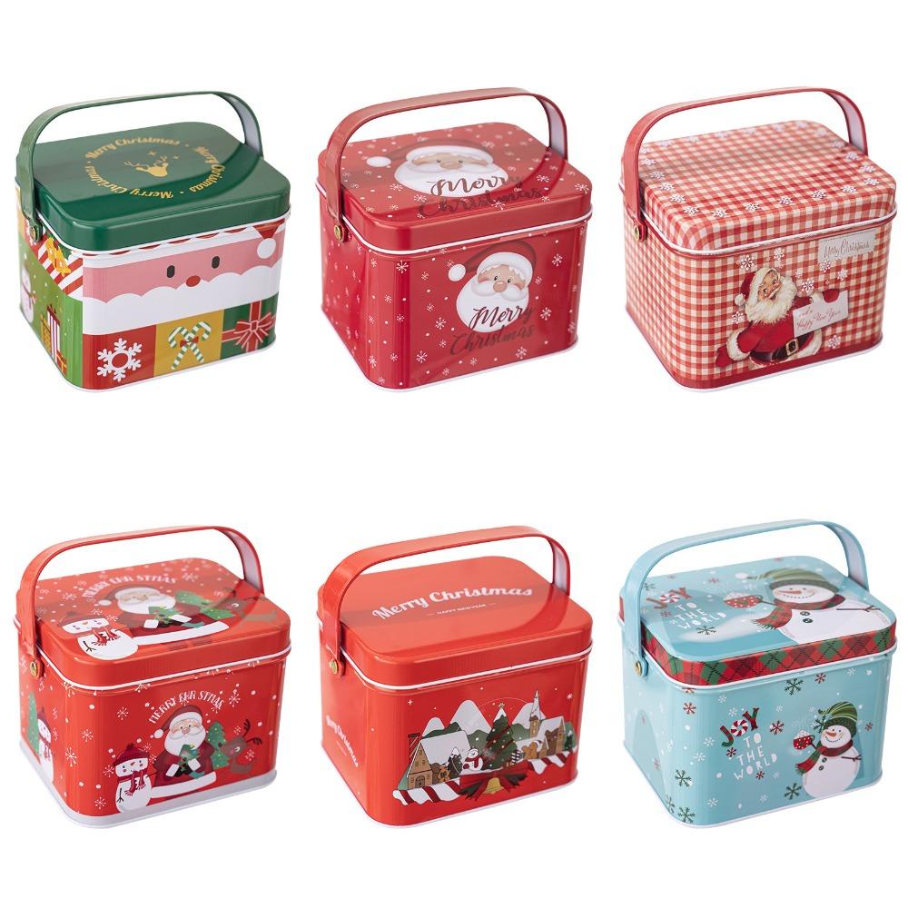 

Gift Christmas Tin Box with Handle Candy Jar Cute Gift Box F
