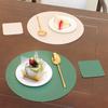 Ronde Placemat van Imitatieleer Rechthoekig Waterdicht Oliebestendig Hittebestendig Tafelmat Hotel Restaurant Tafel PU Placemat