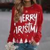 Women's Fashion Casual Long Sleeve Christmas Printed  Neck Sweatshirt Top
