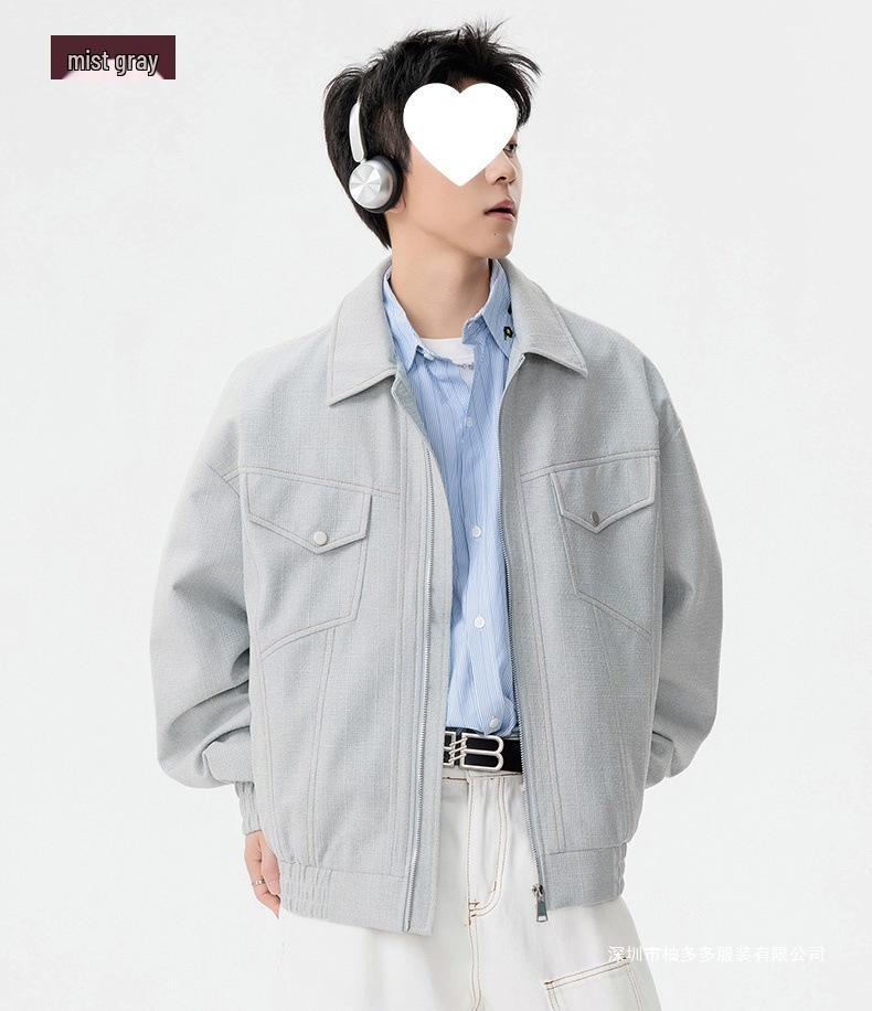 Men's Plus Size Lapel Jacket: Trendy Korean Style, Light Luxury, M-7XL, Daily Commute Outerwear