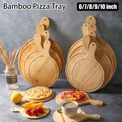 1 Stuk Serveerschaal Houten Pizzablad 6/7/8/9/10 Inch Bakplaat Nieuwe Bamboe Pizzaplaat Keukengereedschap