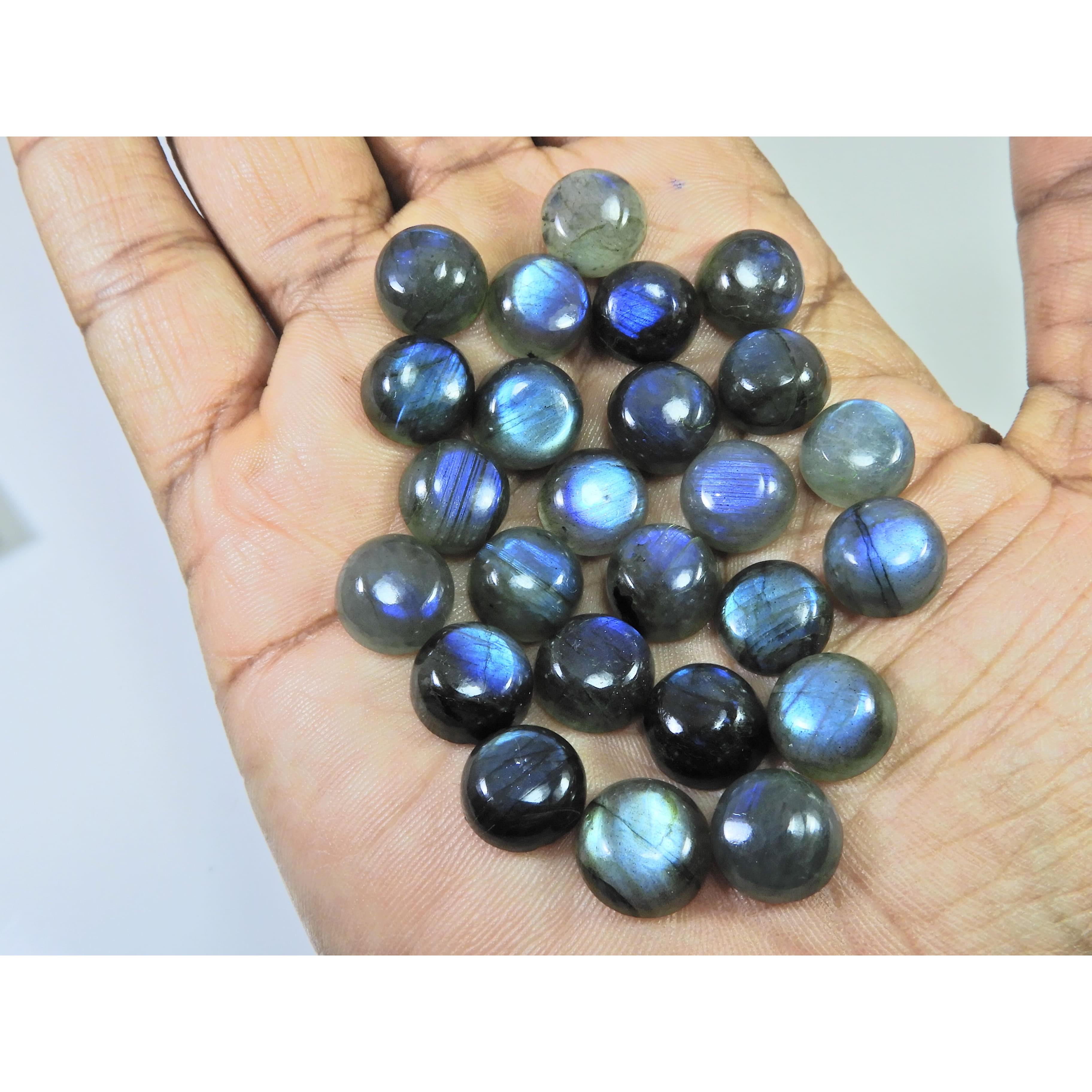 

11X11MM Natural Labradorite Blue Round Cabochon Loose Gemstone 25Pcs Lot C-1047