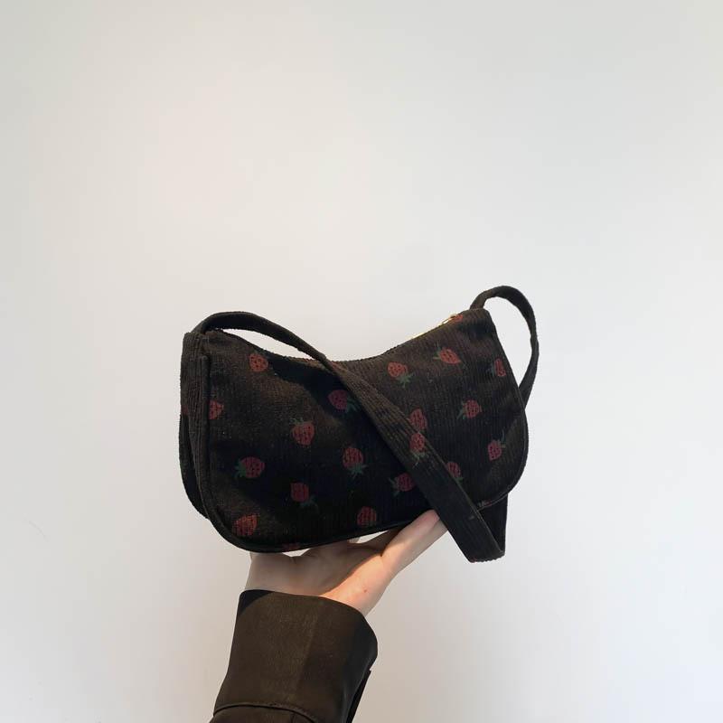 

Fashionable Black Pink White Brown Large Capacity Simple Crescent Shoulder Bag