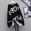 Oversized Pullover Sweatshirt met Lange Mouwen voor Dames Katoen Losse Jumpers Top Nep Twee Delen Ontwerp