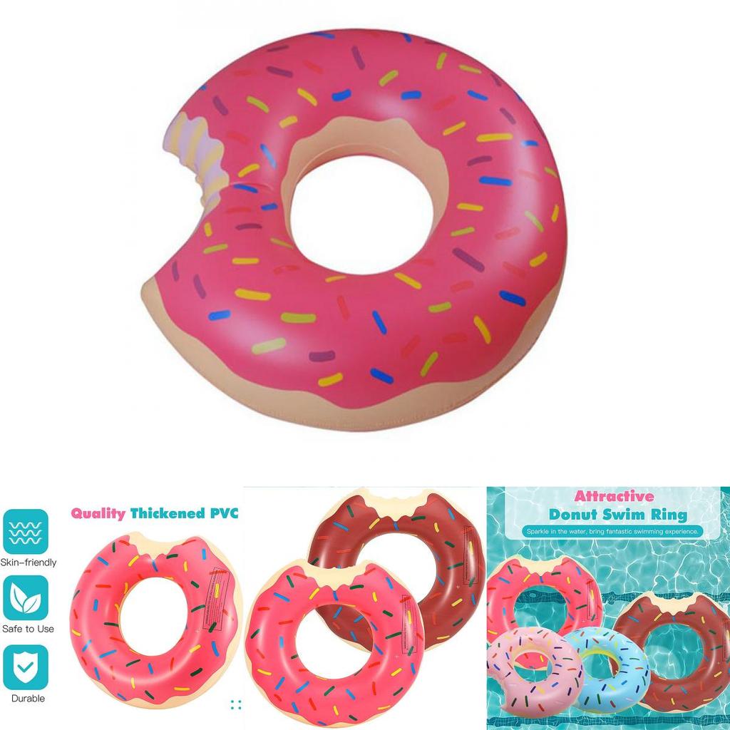 Kids Swim Ring With Thick Pvc Construction And Doughnut Pattern For Pool Fun
