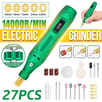 Kit Mini Unealtă Rotativă Fără Fir DIY 27 Bucăți Stilou de Gravură pentru Prelucrarea Lemnului pentru Bijuterii Metal Sticlă Mini Burghiu