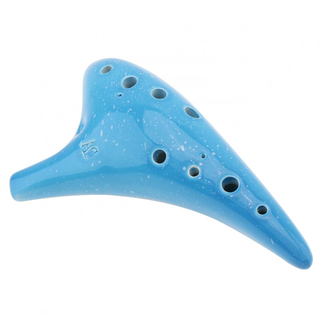 12 Holes Alto ToneC Ceramic Ocarina with Song Book Neck Cord Carry Bag, Good Gift Musical Instrument for Beginners