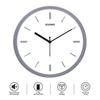 Relógio de Parede Analógico Metálico Elegante, Movimento Silencioso, Indicador de Hora com Linhas Marcantes (12 Polegadas, Moldura Prateada)