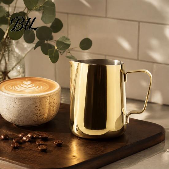 Precision Pouring Spout Frothing Cup Stainless Steel Milk Pitcher, Professional Latte Art with Fancy Coffee Making Instrument Measurement Scale,