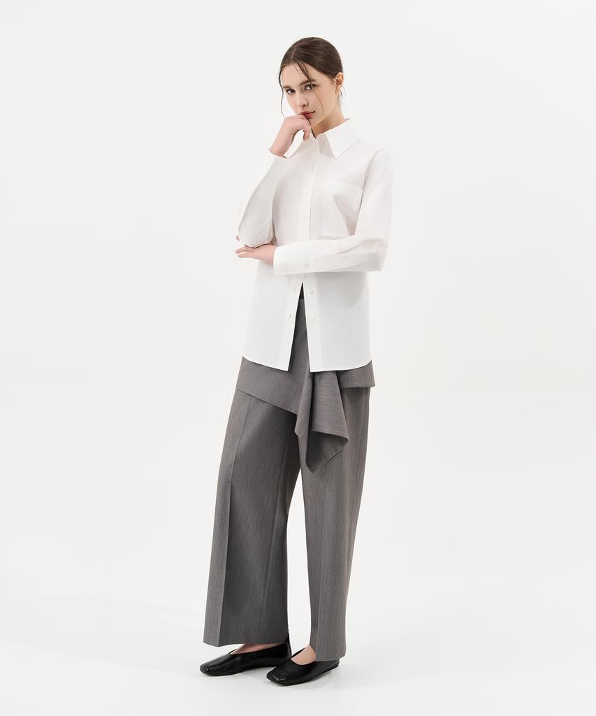 Laneonkyulleoseu Layered Wrap Skirt Pants Set_Melange Grey
