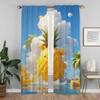 Fruit Pineapple Kitchen Curtains for Living Room Halloween Decoration Tulle for Bedroom Partition Shades Blackout Curtain Camera