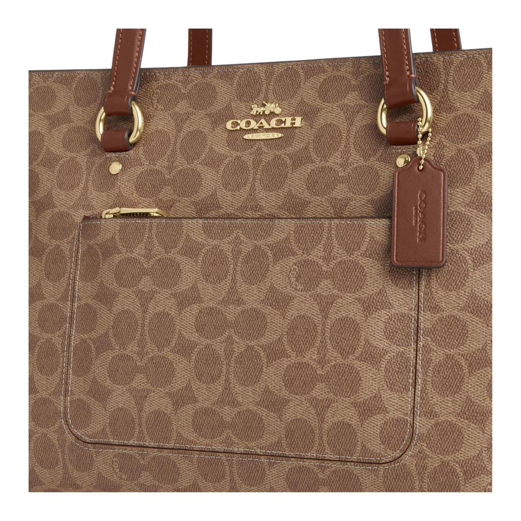 Coach Tote Bag Signature Canvas Black Leather Large Capacity Daily Commute CCD69-IMXHE