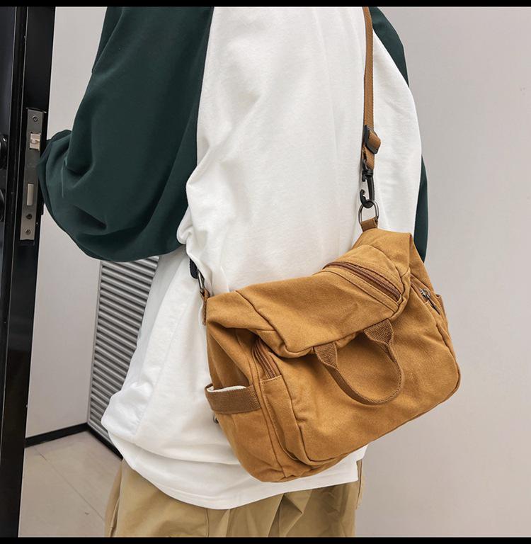 Ruiying Plátěný batoh s velkou kapacitou, pratelný - Unisex, japonský styl, jednobarevný