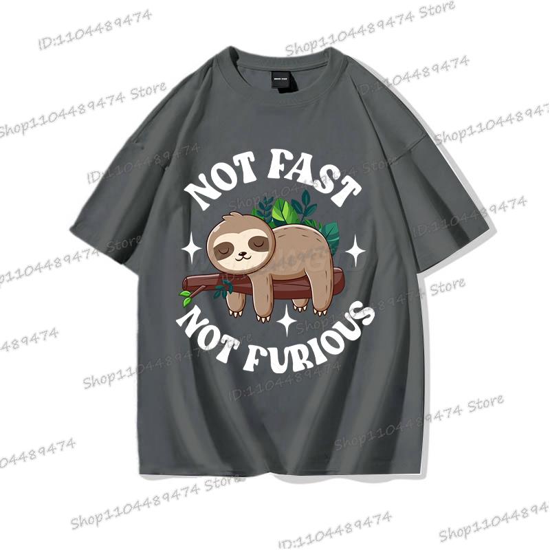 

2025 Funny Not Fast Not Furious T-shirt Cartoon Lazy Sloth Men Women Cotton Tshirt Short Sleeve Graphics Trend Classics Tops 3XL