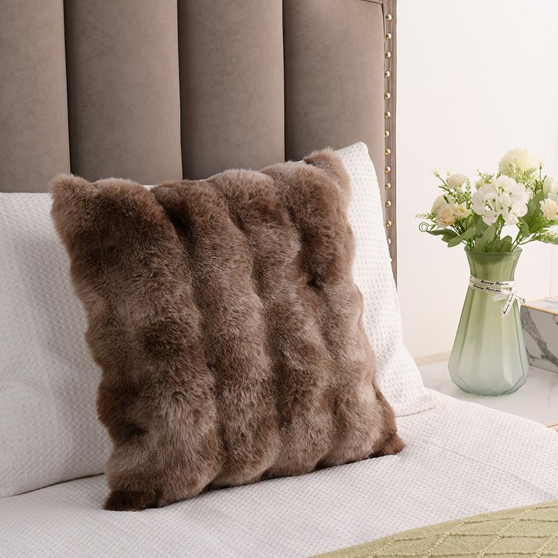 Federa Cuscino Peluche a Bolle in Finta Pelliccia di Coniglio Morbida Soffice Delicata sulla Pelle Quadrata Rettangolare per Divano Letto Arredamento Casa