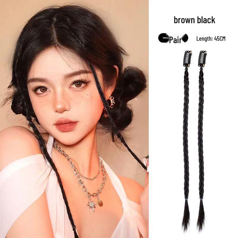 Women's Ancient Style Double Bun Braided Wig Hair Accessory