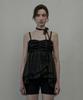 Mausolleum Dew Crape Muffler Sleeveless Top - Black