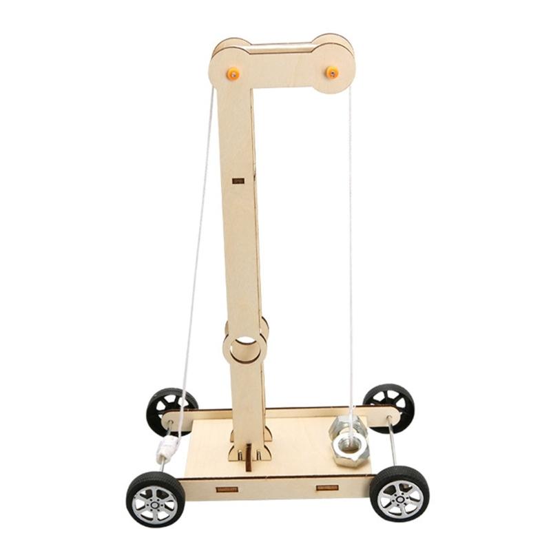 Hands on Assembly Wooden Gravitational Potential Powered Car Physics Experiment Set With Instructions For Homeschooling