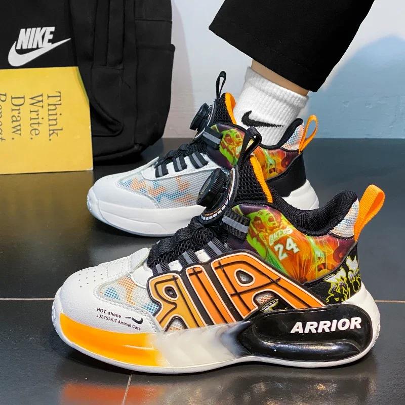 Boys Basketball Shoes Outdoor Non-Slip Soft Sole Field Training Sports Shoes Kids Comfortable High Quality Sneakers Shoes Childr