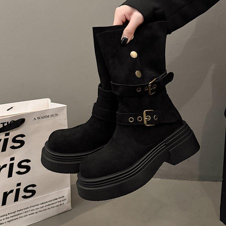 Thick-soled British style heightening Martin boots women's 2025 new autumn and winter versatile and thin explosive short boots