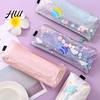 Cute Pencil Bag Case Rectangular Waterproof Stationery with Multiple Compartments Soft Pouch for Pens Erasers Rulers School Office Supplies Holder