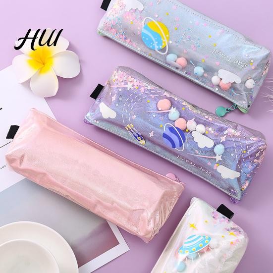 Cute Pencil Bag Case Rectangular Waterproof Stationery with Multiple Compartments Soft Pouch for Pens Erasers Rulers School Office Supplies Holder