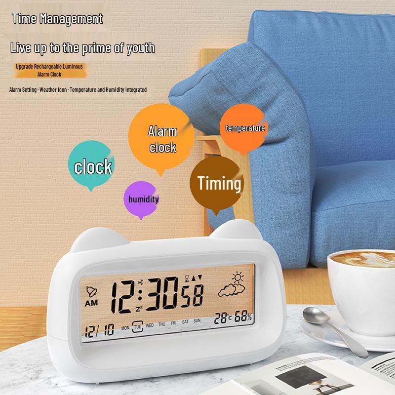 Smart Creative Cat Alarm Clock: Cute Multi-Functional Wake-Up Timer & Calendar with Transparent Design for Students