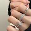3PCS Fashion Luxury Zircon Rings for Women Men Simple Elegant Adjustable Opening Wedding Ring Set Party Jewelry Gifts