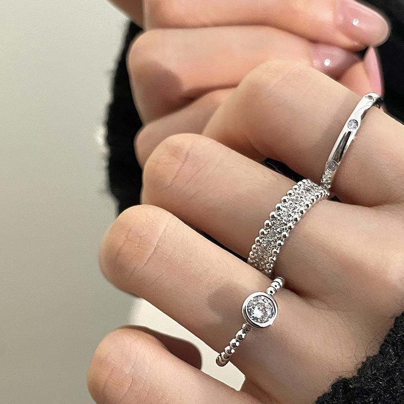3PCS Fashion Luxury Zircon Rings for Women Men Simple Elegant Adjustable Opening Wedding Ring Set Party Jewelry Gifts
