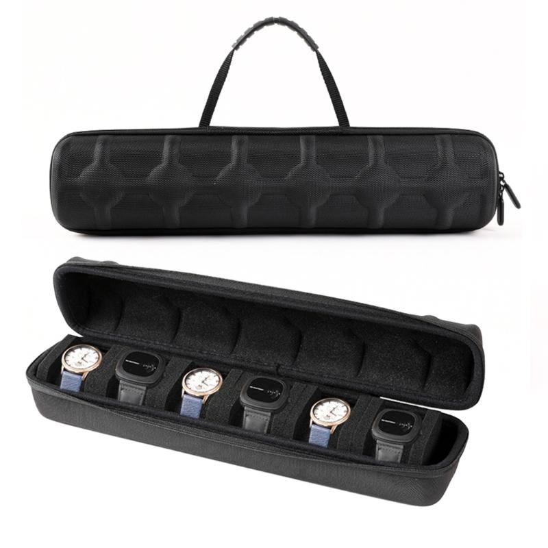 Protective 6 Slot Carrying Case Storage Box for Wristwear Jewelry Watch Small Items Gadgets Organizers Everyday Use Trip